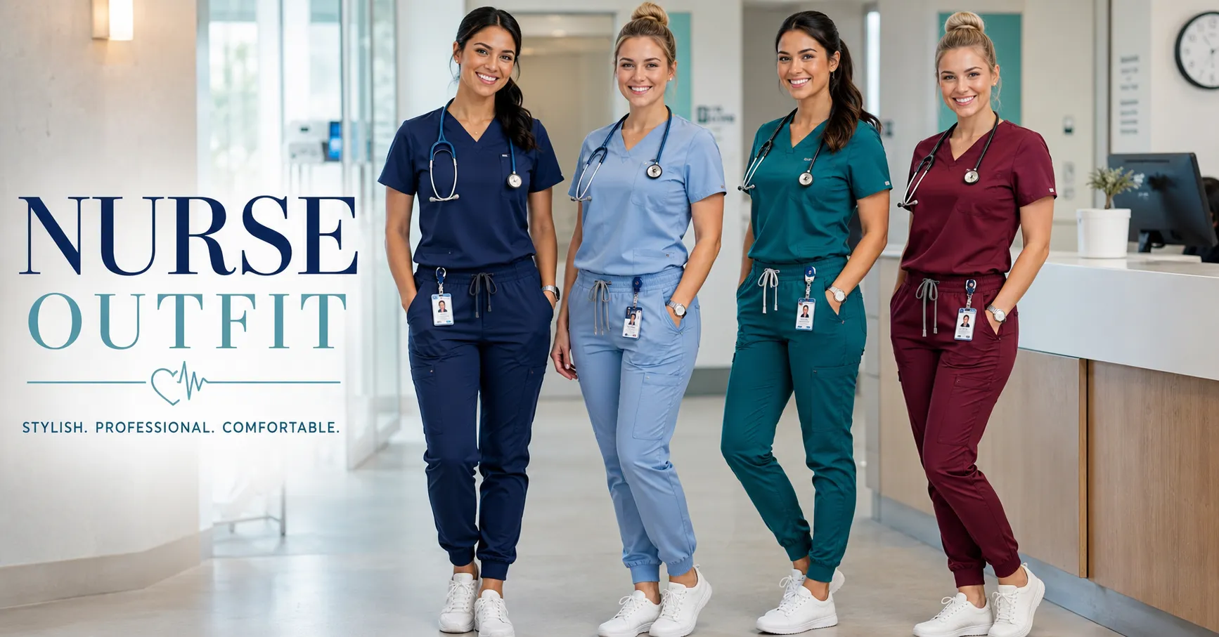 Professional Nurse Outfit ideas featuring stylish modern scrubs for women.