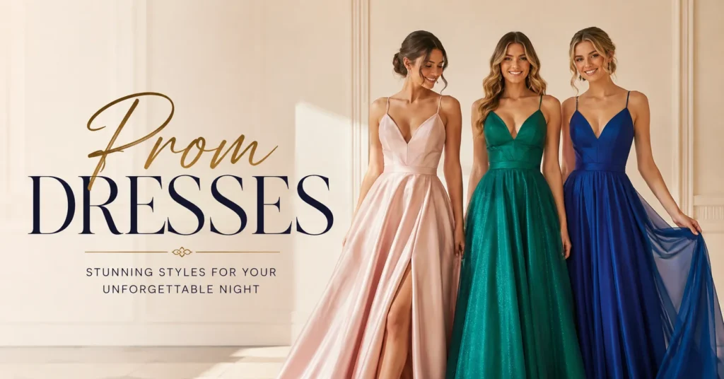 Prom Dresses Guide: Best Styles, Colors & Trends for 2026 2 Prom Dresses Guide featuring elegant modern prom dresses in stylish formal evening designs.