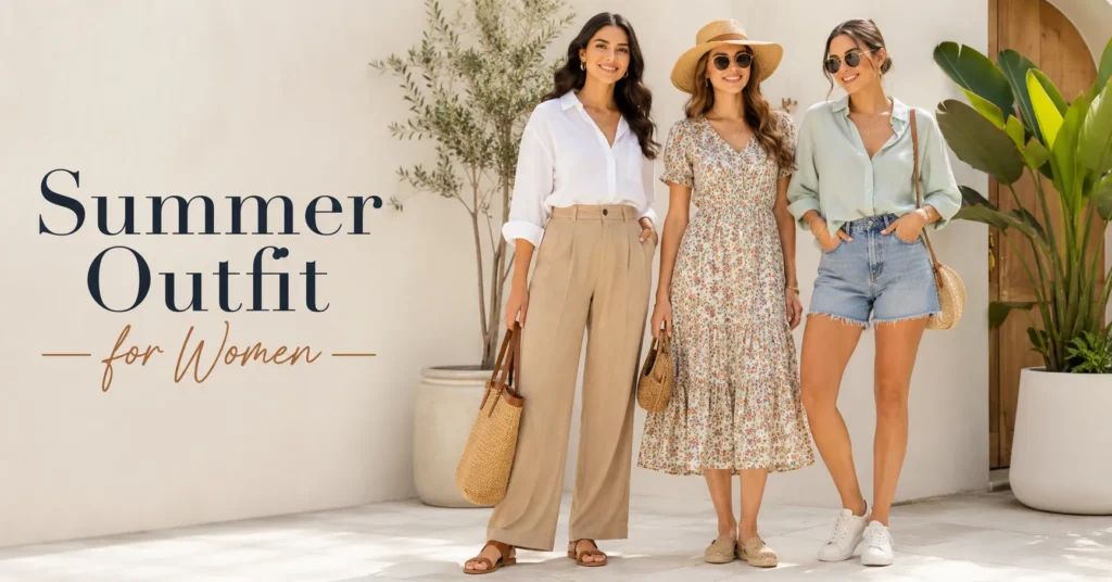 Perfect Summer Outfit for Women featuring stylish breathable linen, floral dresses, and casual chic summer fashion.