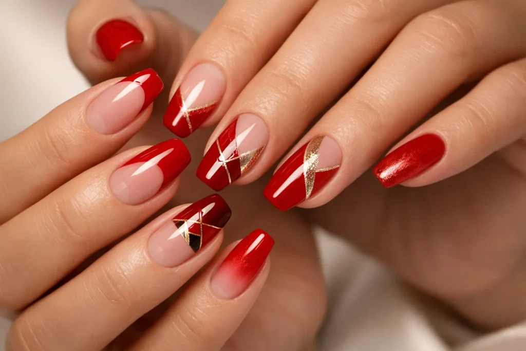 red nail patterns