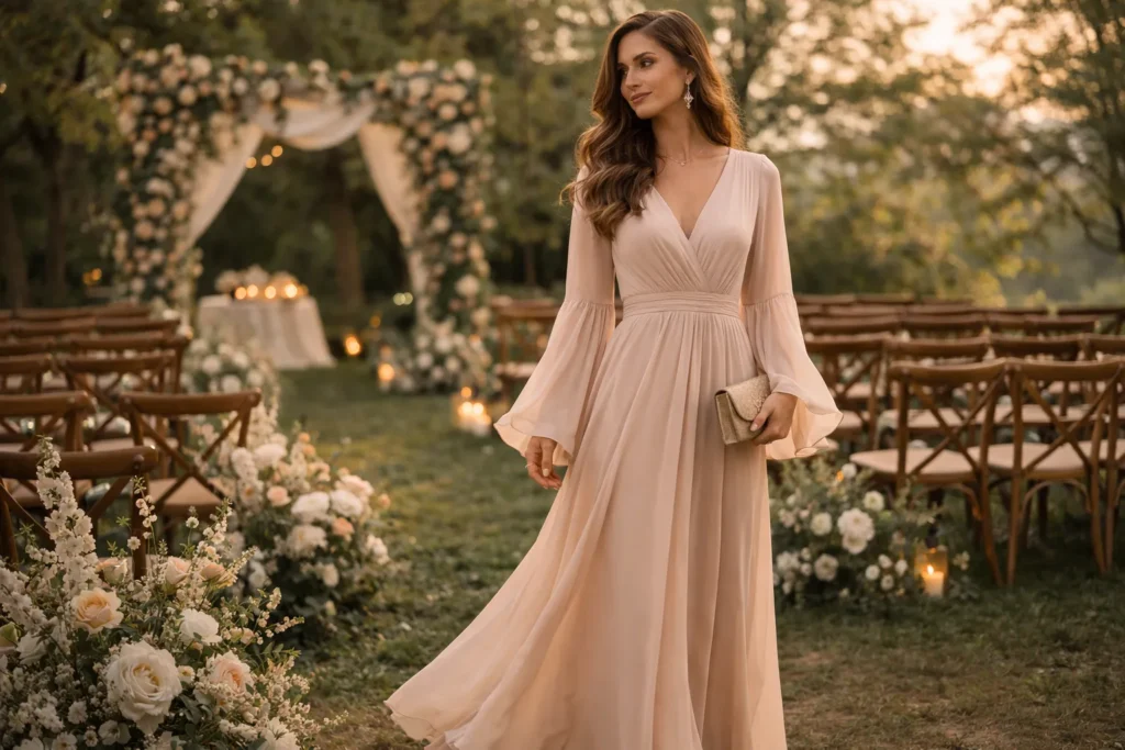 Elegant Long Sleeve Wedding Guest Dresses for Every Season 6 5 17