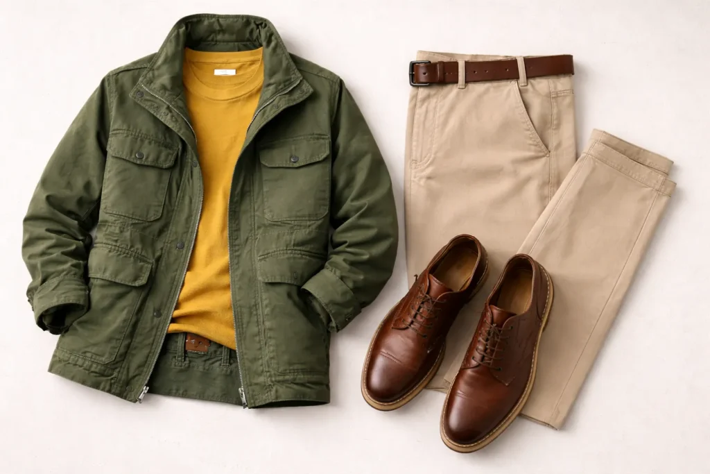 colors that go with a green jacket