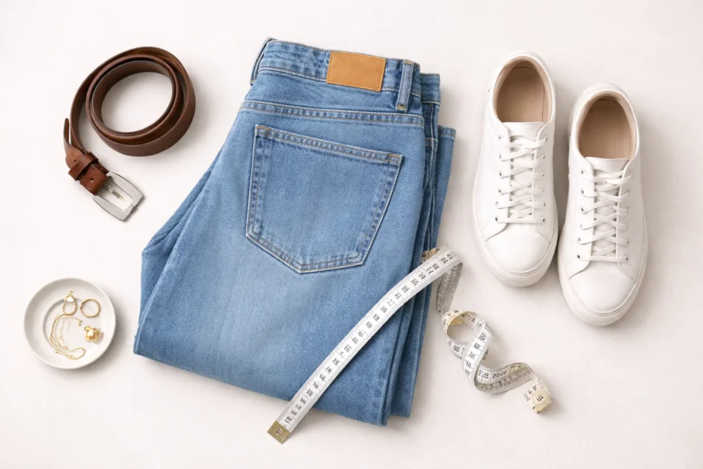 denim jeans sizing and styling concept