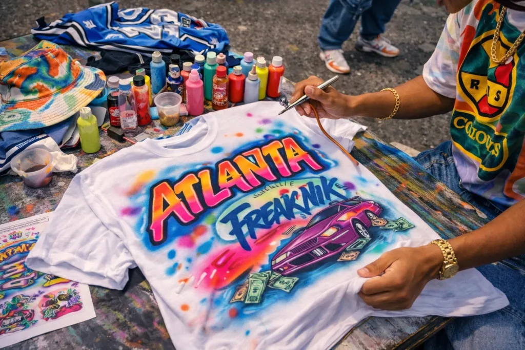 DIY airbrushed t-shirt for Freaknik outfit