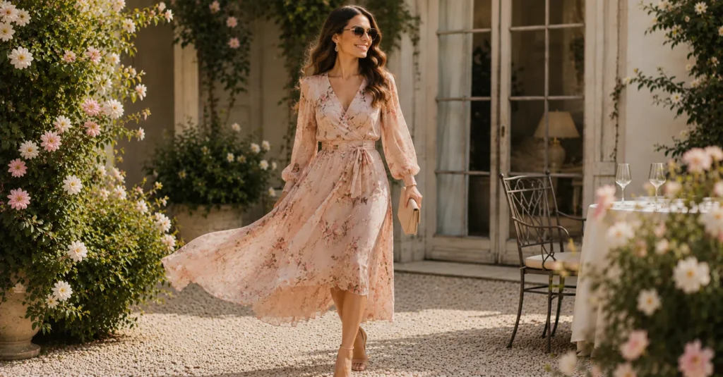 Spring Wedding Outfit: What to Wear for Every Dress Code, Venue & Weather Twist 12 Chiffon dress inspiration from the Spring Wedding Outfit Style Guide.