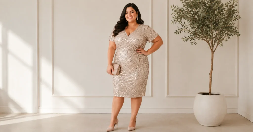 Plus Size Birthday Outfit Ideas: Stunning Looks You'll Absolutely Love 5 Glamorous sequin dress from Plus Size Birthday Outfit Ideas for birthday celebrations.
