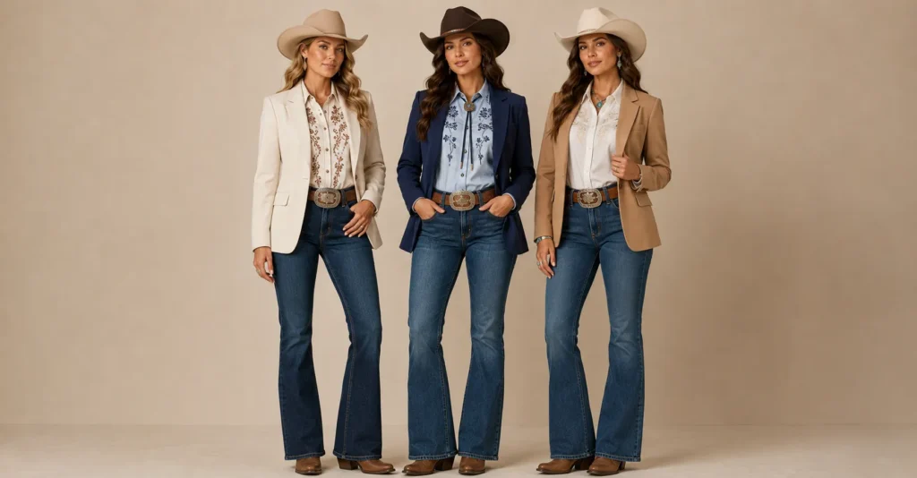 Rodeo Outfits Women inspired by stylish indoor arena and championship rodeo fashion.