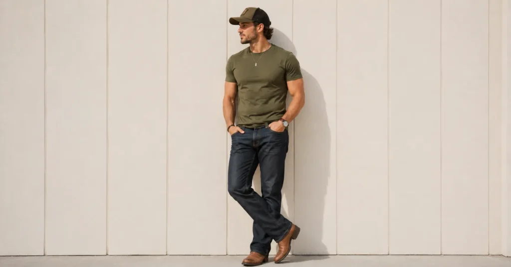 Luke Bryan Concert Outfit Ideas: Boots, Denim & Country Style 13 Luke Bryan Concert Outfit Ideas for a casual and comfortable country concert look with jeans, a T-shirt, and leather boots.