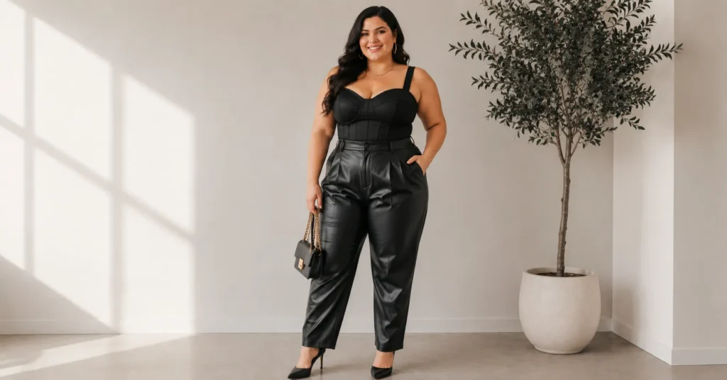 Plus Size Birthday Outfit Ideas: Stunning Looks You'll Absolutely Love 6 Trendy faux leather outfit from Plus Size Birthday Outfit Ideas