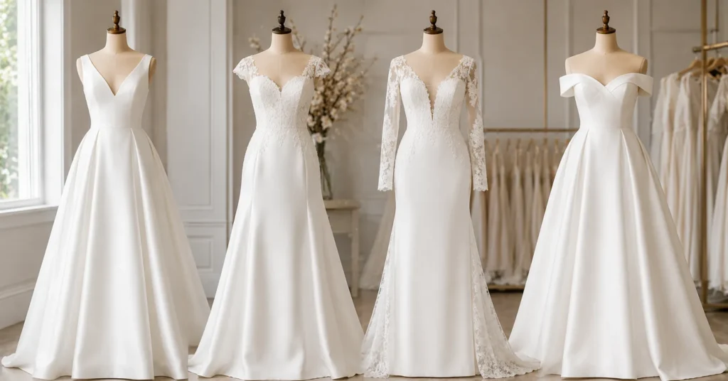 Guide to Choosing Bridal Gowns featuring different bridal gown sleeve options.