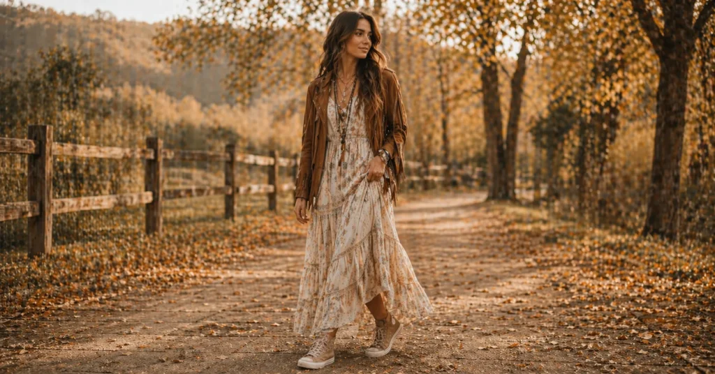 Fall Dress With Sneakers 