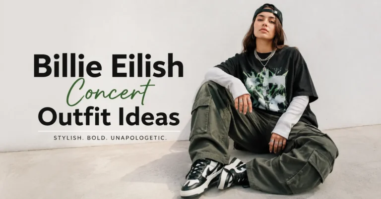 Billie Eilish Concert Outfit Ideas featuring an oversized alternative streetwear concert outfit
