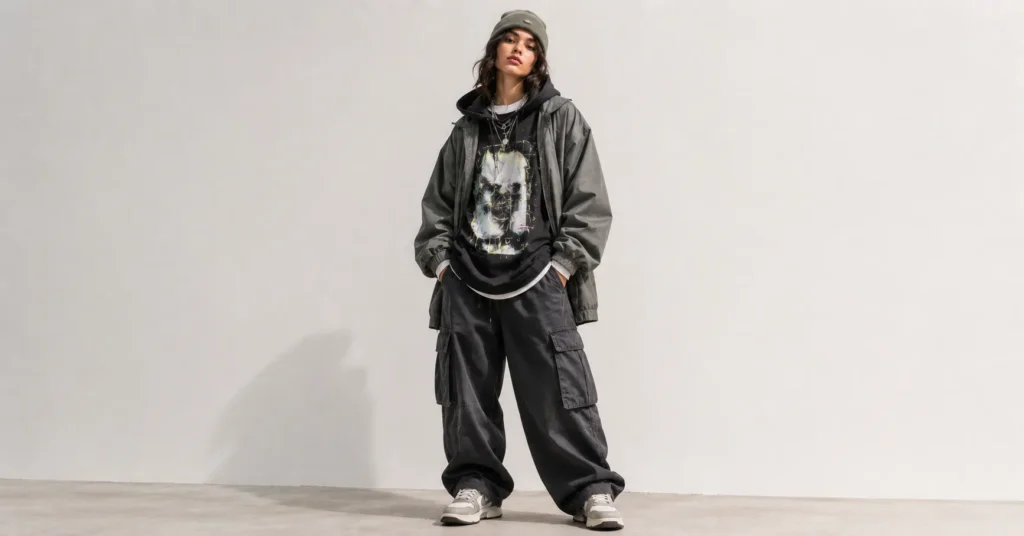 Billie Eilish Concert Outfit Ideas featuring essential oversized clothing pieces and layered streetwear