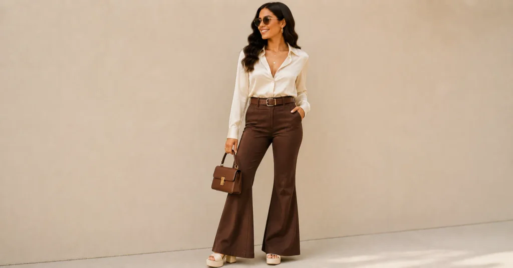 15 Bruno Mars Concert Outfit Ideas: What to Wear in 2026 19 Bruno Mars Concert Outfit Ideas inspired by the 70s Retro Silk Sonic era with a silk blouse and flared trousers