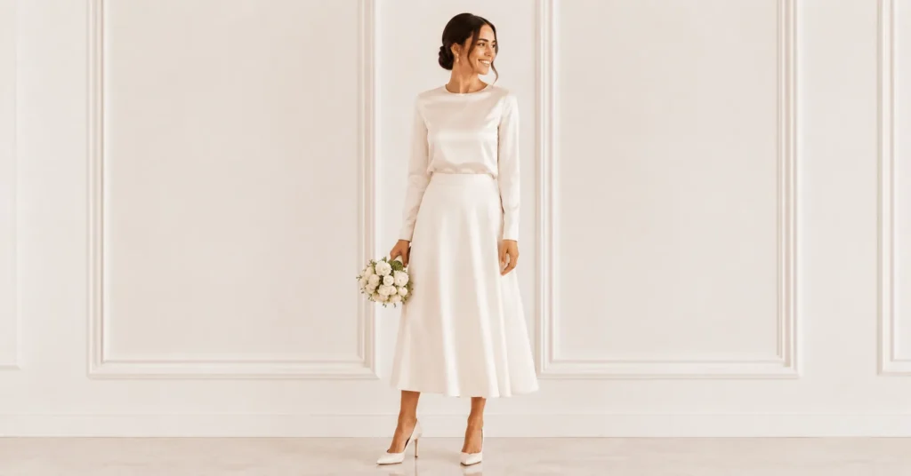 Civil Wedding Outfit Ideas: The Complete Guide for Modern Couples 6 Civil Wedding Outfit Ideas with bridal separates including skirts and blouses
