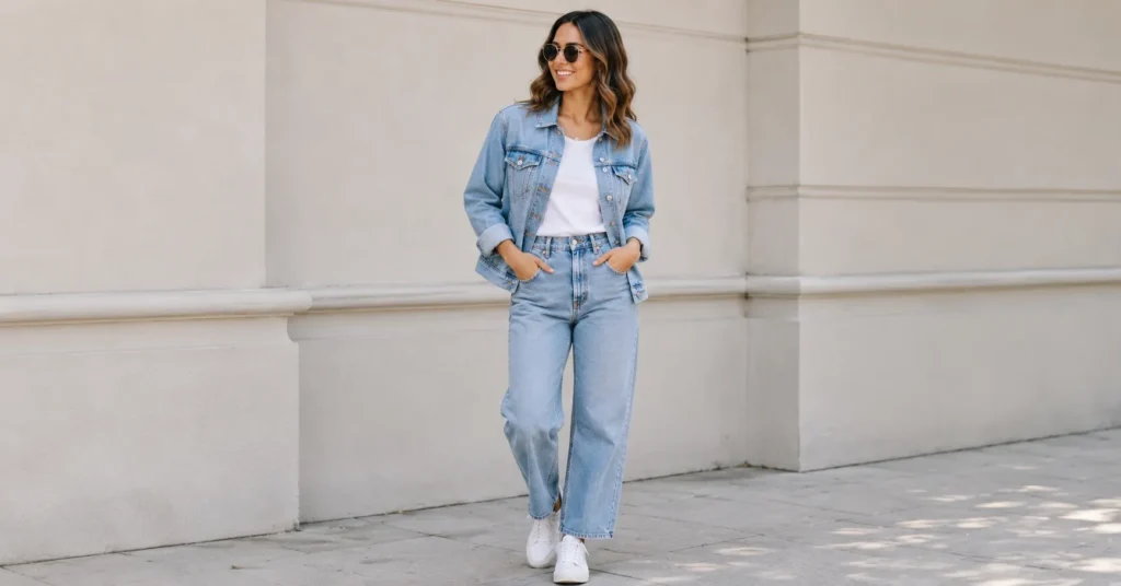 Classic denim jacket styling from Casual Spring Outfits.