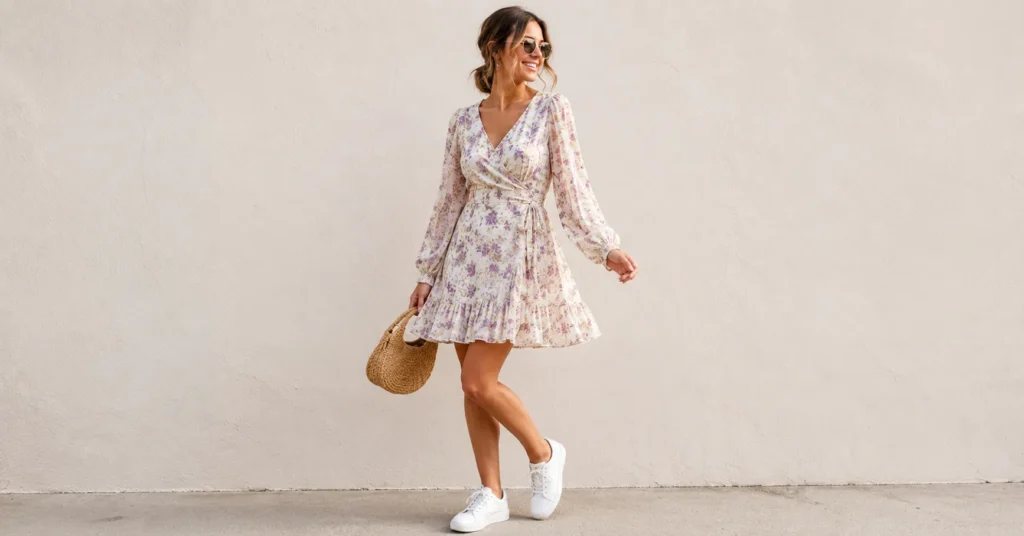 Spring Mini Dress Outfit Ideas You'll Want to Wear Everywhere 3 Floral Spring Mini Dress with botanical patterns.