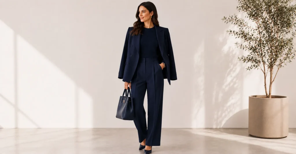 Monochromatic Navy Blue Outfits showcasing elegant tonal dressing for women.