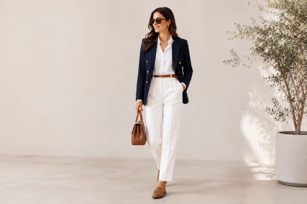Navy Blue Outfits paired with crisp white