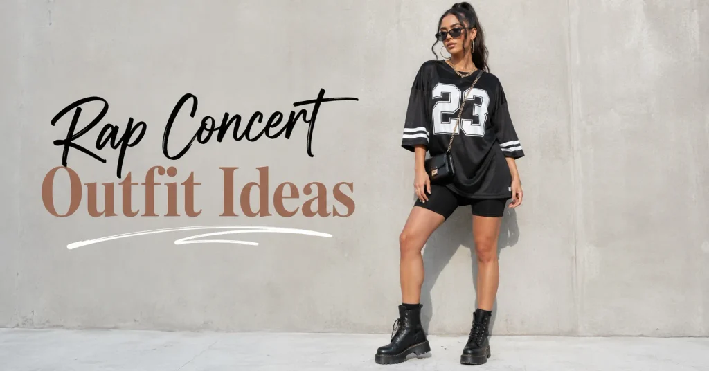 Rap Concert Outfit Ideas: Stylish Looks for Every Venue 5 Rap Concert Outfit Ideas featuring a stylish adult woman in a modern oversized jersey streetwear concert outfit