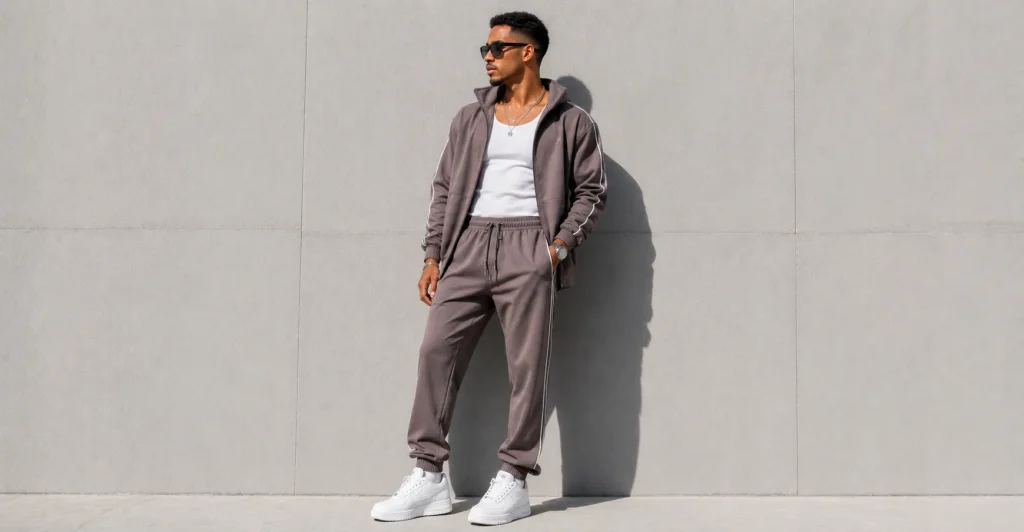 Rap Concert Outfit Ideas: Stylish Looks for Every Venue 9 Rap Concert Outfit Ideas featuring a coordinated tracksuit, white tank and clean sneakers