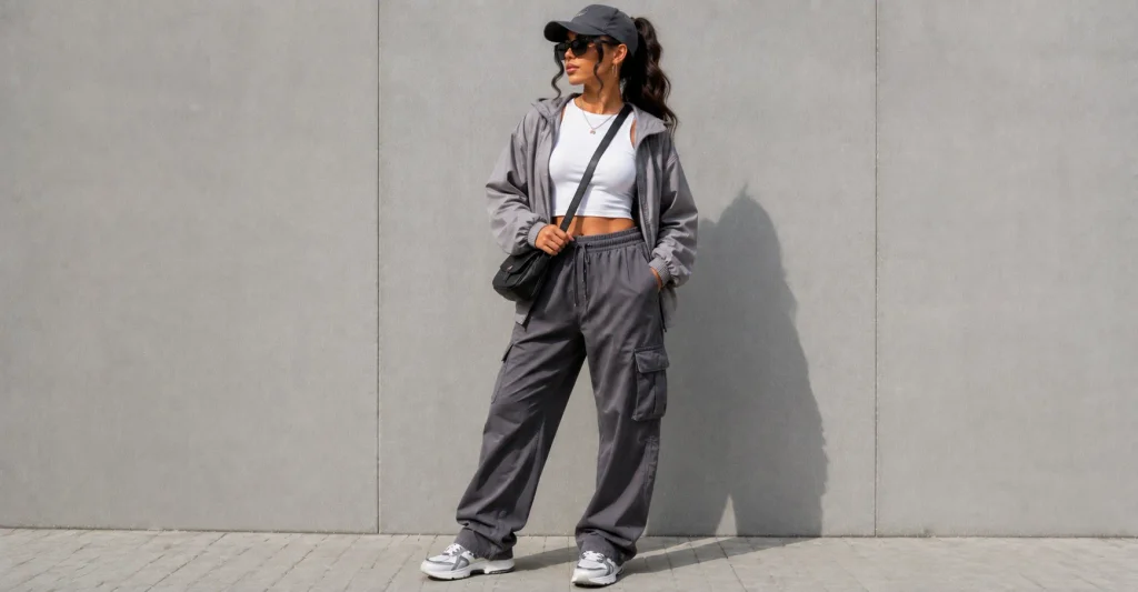 Rap Concert Outfit Ideas: Stylish Looks for Every Venue 11 Rap Concert Outfit Ideas for outdoor festivals with cargo pants, a lightweight jacket and sneakers