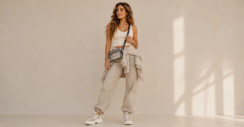 The Guide to Shakira Concert Outfit Ideas: What to Wear to the Show 12 Shakira Concert Outfit Ideas for an indoor arena with breathable layers, comfortable pants, sneakers, and a lightweight jacket.