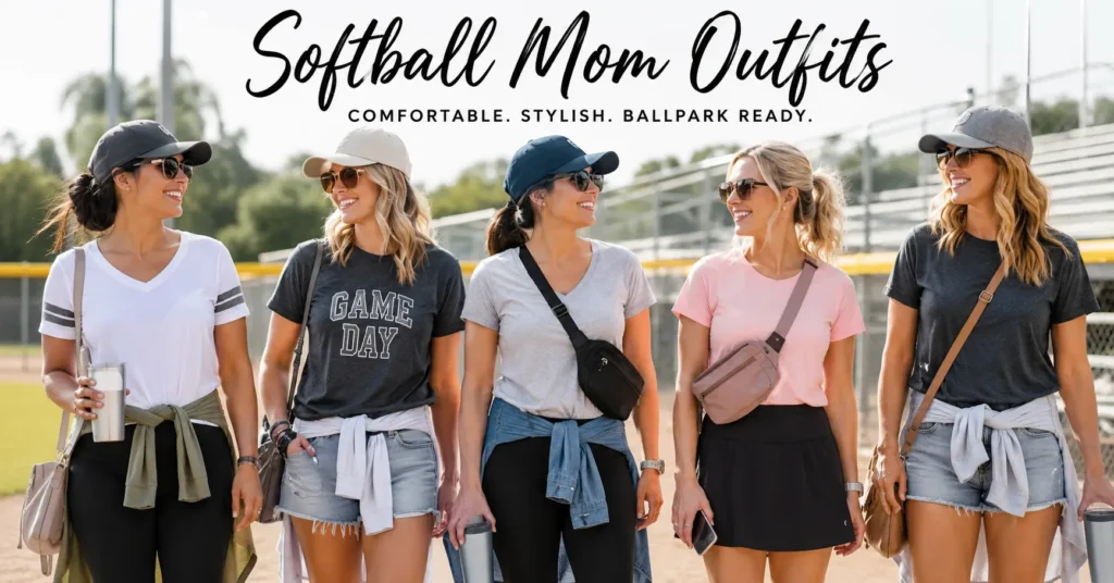 Don't Miss These Softball Mom Outfits for Every Tournament Day 2 Softball Mom Outfits featuring stylish casual ballpark fashion for tournament days.
