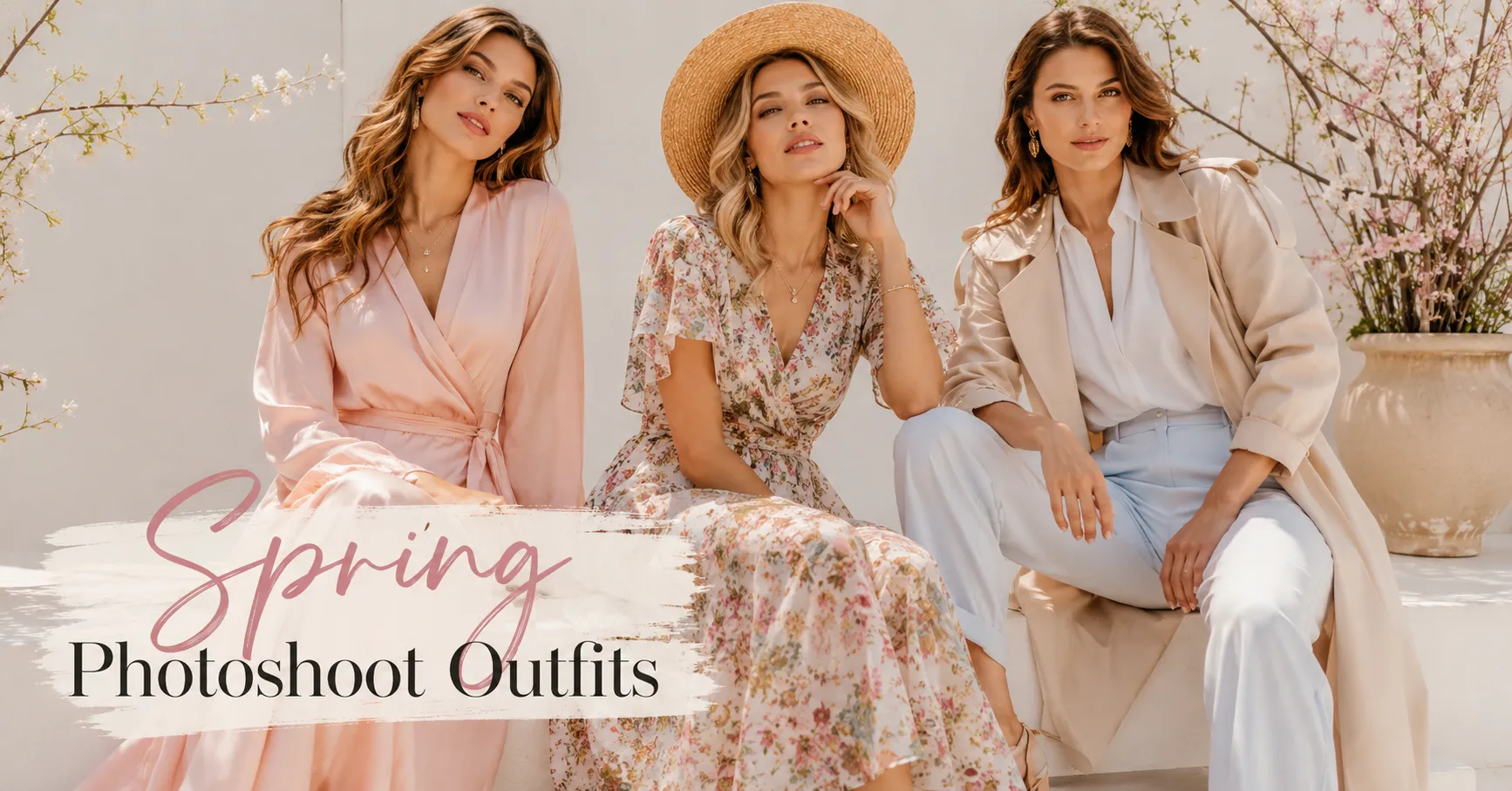 Spring Photoshoot Outfits inspiration featuring elegant pastel spring fashion for outdoor photography.