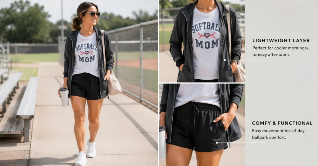 Don't Miss These Softball Mom Outfits for Every Tournament Day 6 Spring Softball Mom Outfits with lightweight layers.