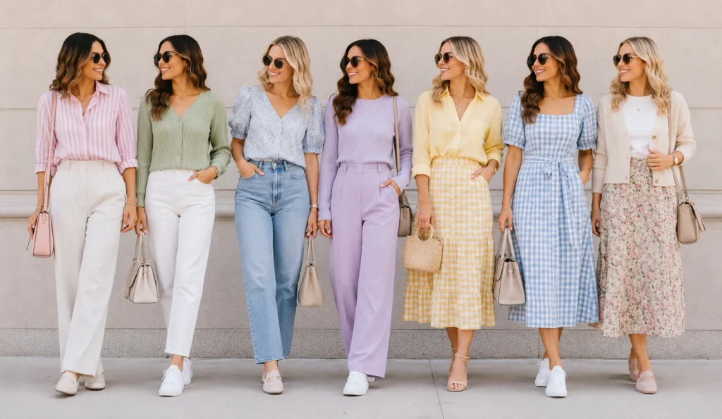 Spring colors and patterns from Casual Spring Outfits.