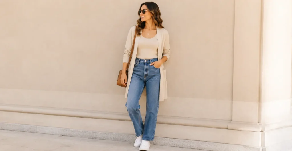 Straight-leg jeans featured in Casual Spring Outfits.