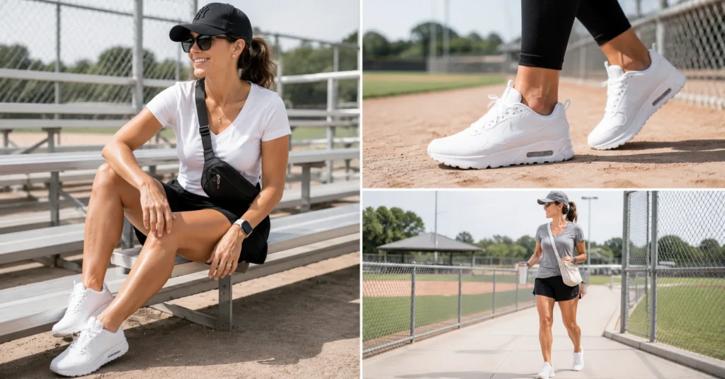 Don't Miss These Softball Mom Outfits for Every Tournament Day 5 Supportive footwear styled with practical Softball Mom Outfits.