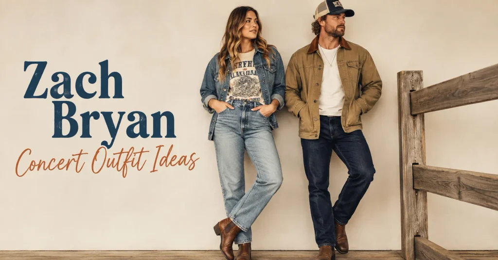 Zach Bryan Concert Outfit Ideas: Rugged and Stylish Looks for a Country Concert 5 Zach Bryan concert outfit ideas featuring rugged denim, classic workwear, boots, vintage tees, and authentic Americana-inspired concert style.
