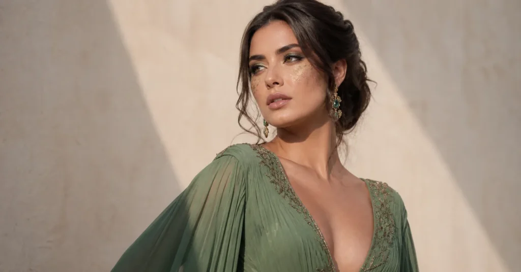 Celebrity Halloween outfits inspired green fantasy glam costume look