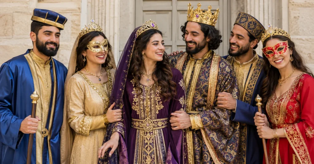 The Complete Guide to Purim Outfit Ideas for Every Celebration 2 Purim outfit ideas featuring colorful biblical-inspired costumes for festive celebrations.
