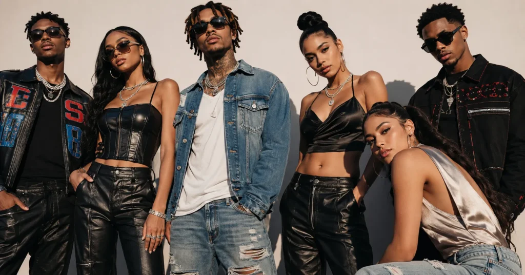 R&B concert outfit ideas featuring trendy streetwear and sleek concert fashion styling.