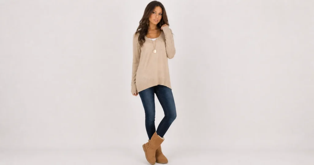 2008 fashion trends with UGG boots and skinny jeans casual outfit