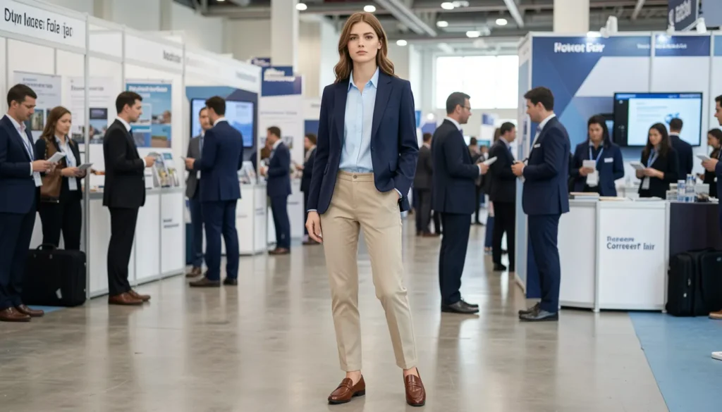 Career day outfit ideas for women with a polished business casual outfit