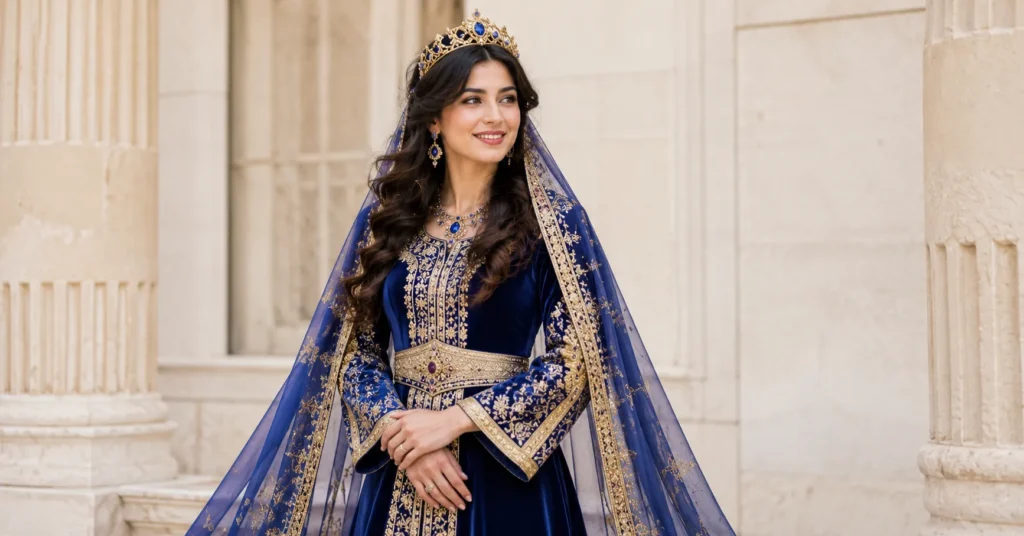 The Complete Guide to Purim Outfit Ideas for Every Celebration 3 Purim outfit ideas with elegant Queen Esther royal costume and jeweled crown.