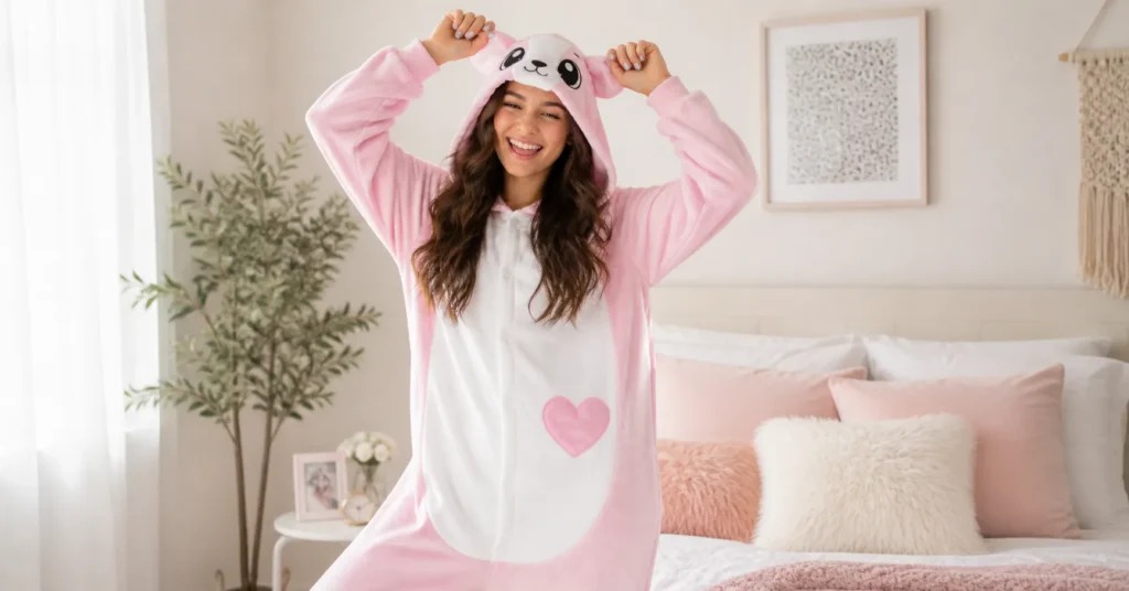 Fun onesie outfit from slumber party outfit ideas perfect for casual and playful sleepovers