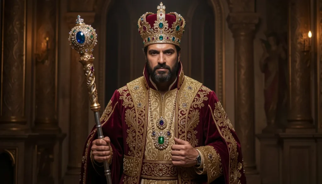 The Complete Guide to Purim Outfit Ideas for Every Celebration 4 Purim outfit ideas featuring regal King Ahasuerus inspired royal costume.