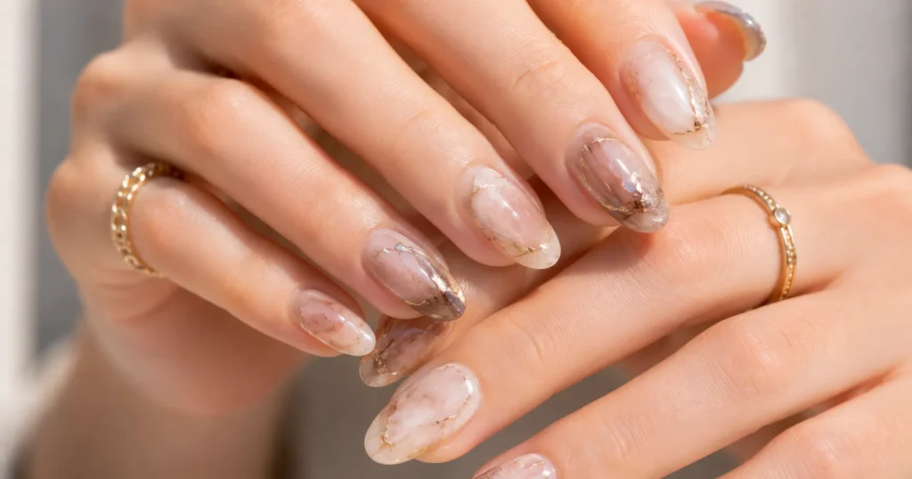 The Guide to Japanese Nails: Trends, Techniques, and Artistry 3 Nuance Japanese nails with soft watercolor-inspired gel nail art.