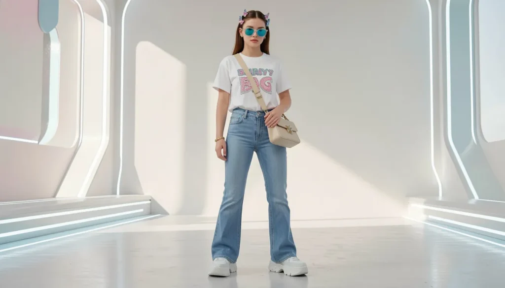 Top Throwback Thursday Outfit Ideas: Your Guide to Retro Style 7 Throwback Thursday outfit ideas inspired by Y2K fashion with low-rise jeans and platform sneakers.