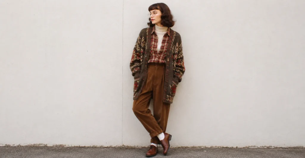 Twin Peaks outfit inspired oversized cardigan and cozy Pacific Northwest fashion