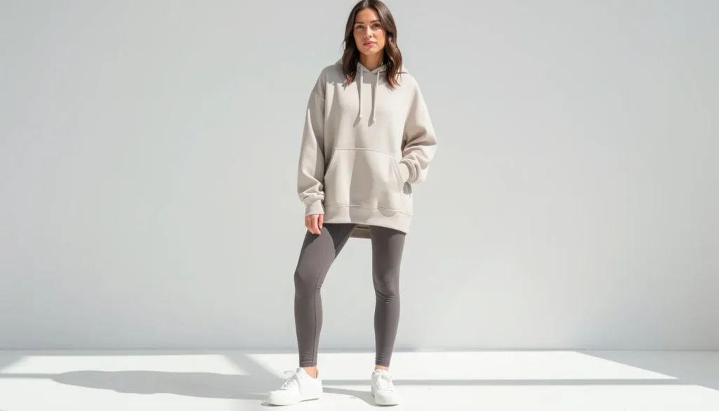 Oversized outfit ideas with an oversized hoodie and leggings for casual everyday wear.