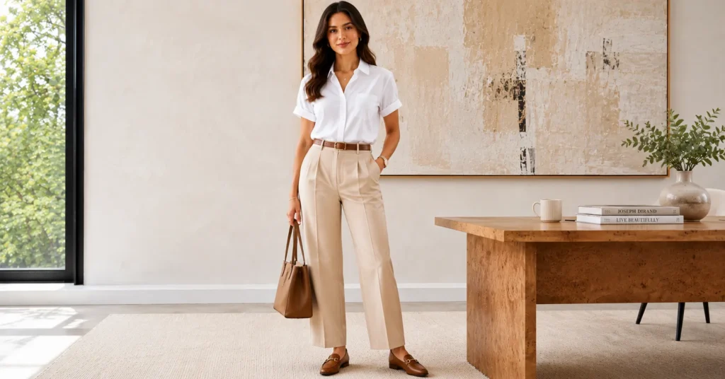 The Complete Guide to Perfect Casual Friday Outfits for the Office 8 Summer casual Friday outfit with linen trousers and loafers