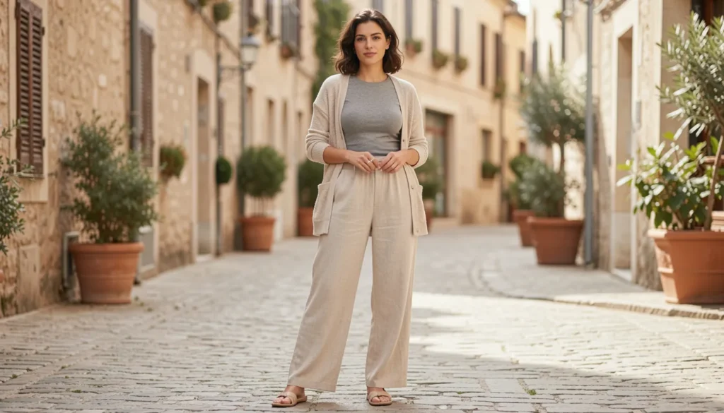 Travel Outfit Ideas for Summer: Stay Chic & Comfortable 6 Travel outfit ideas for summer featuring breathable linen pants and comfortable layered travel fashion.