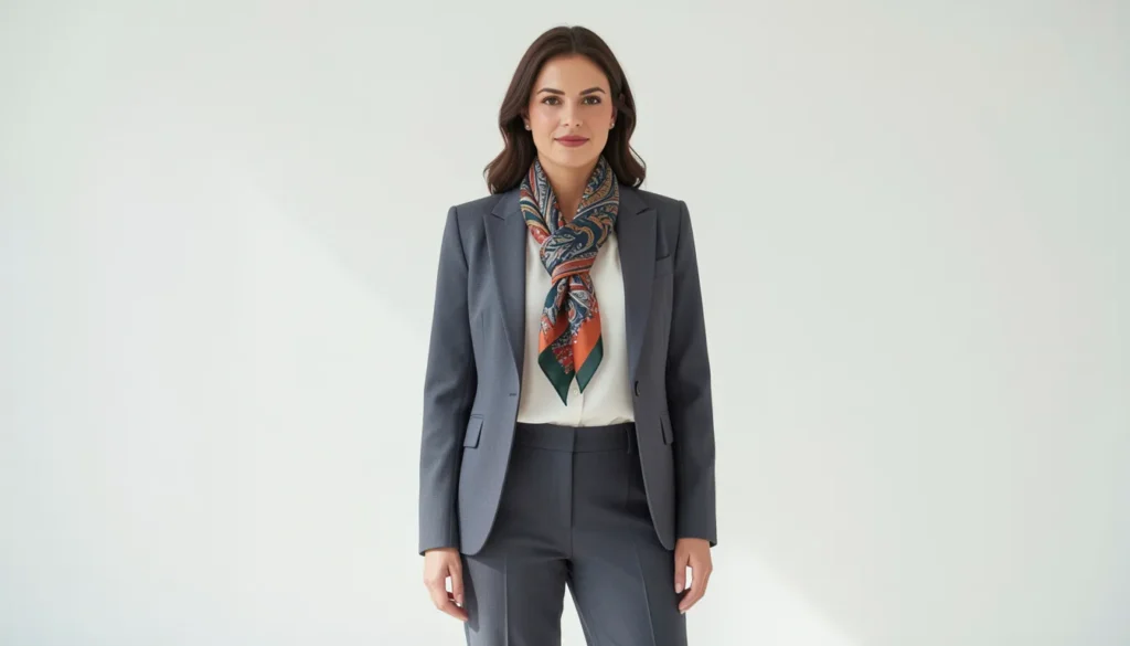 Scarf blouse from scarf tops clothing collection styled for office and smart casual wear.