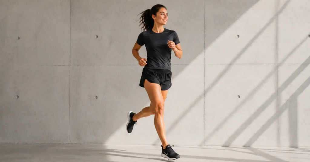Running gym outfits with lightweight activewear for cardio and fitness training.